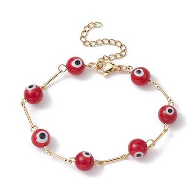 Lampwork Evil Eye Link Chain Bracelets