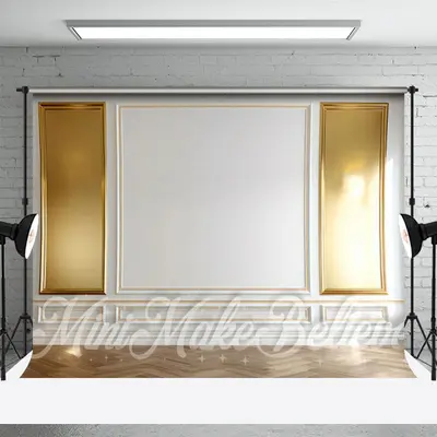 Elegant Gold And White Wall Floor Photo Backdrop - Aperturee