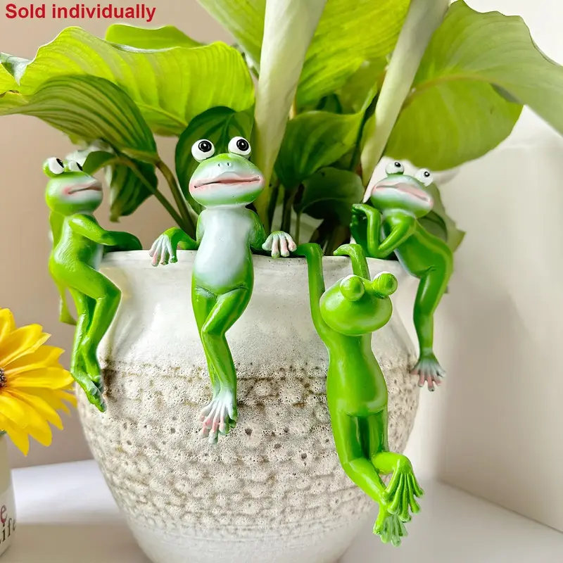 Cute Cartoon Frog Design Garden Decor, Resin Garden Statue, Garden Decoration Supplies for Home