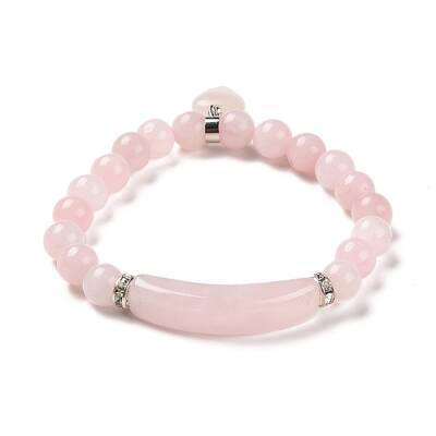 Natural Rose Quartz Beads Charm Bracelets