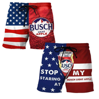 4th of July Busch Light Apple Hawaiian Shorts  - Stop Staring at My Busch Apple Shorts for Men, Casual Short for Dad Menswear...