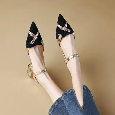 CHIKO Lateasha Pointy Toe Block Heels Slingback Shoes
