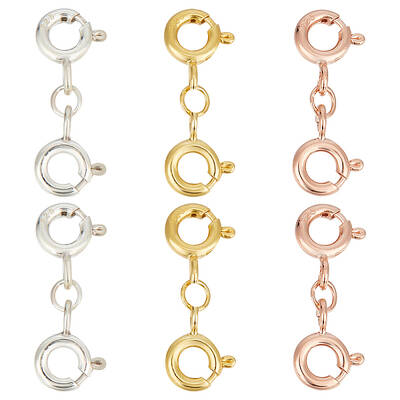 6Pcs 3 Colors 925 Sterling Silver Spring Ring Clasps