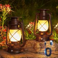 Solar Lantern Outdoor Lights, Vintage Flickering Flame Solar Lanterns Lights, Hanging Solar Lanterns Lights for Yard Garden T...