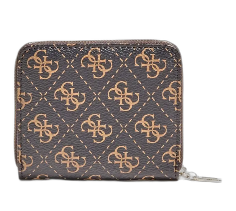 Guess, Camy, fabric wallet, SLG with small zip, brown, for women