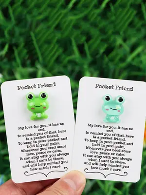 2pcs Pocket Hug, Cute Resin Animal Decorative Pocket Hug, Comes With Encouragement Cards, Stress Relieving Toys Specially Enc...