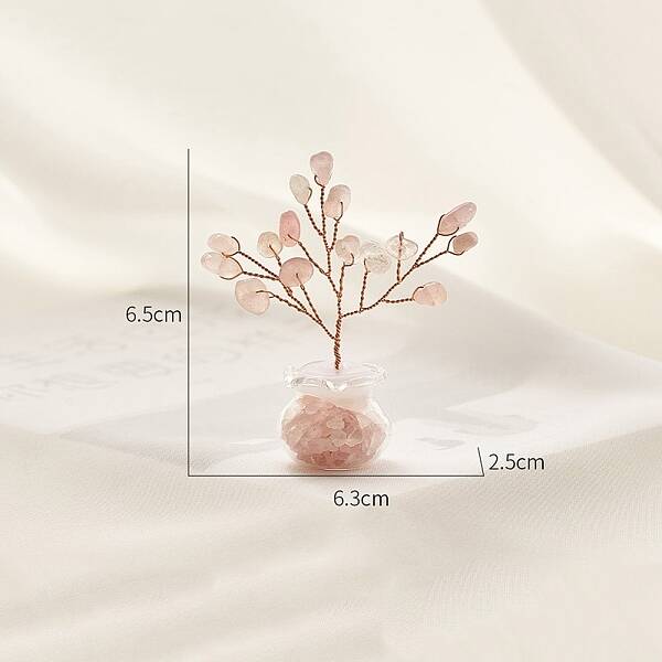 Natural Rose Quartz Chips Tree Decorations