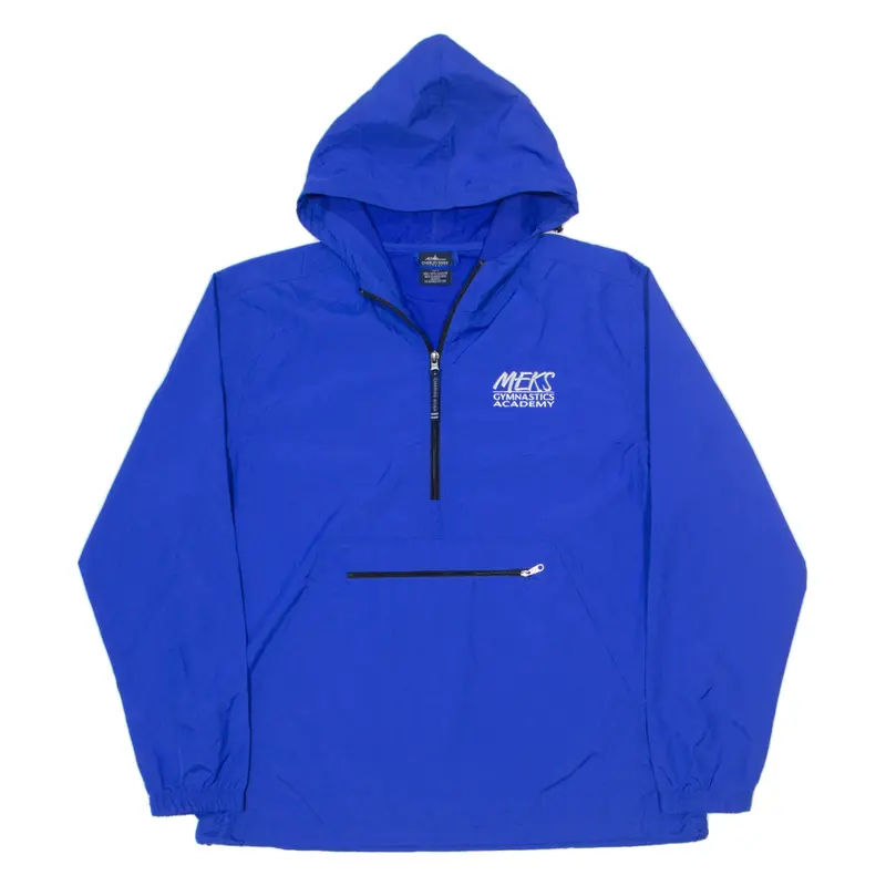 CHARLES RIVER MEKS Gymnastics Academy 1/4 Zip Up Pullover Anorak USA Jacket Blue Mens L