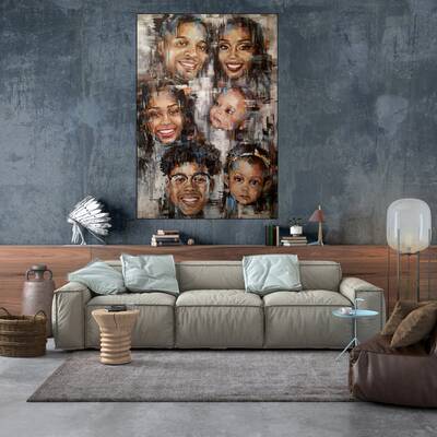 Original Family Paintings from Photo Colorful Wall Art Abstract Human Artwork Textured Decor for Office | PAINTING FROM PHOTO...