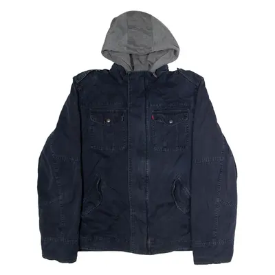 LEVI'S Mens Parka Jacket Blue Canvas Hooded L