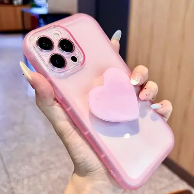 Heart & Clear Phone Case with Stand, 1 Count Anti-fall Fully Edged Mobile Phone Case, Shockproof Cases Cover Phone Cases for ...