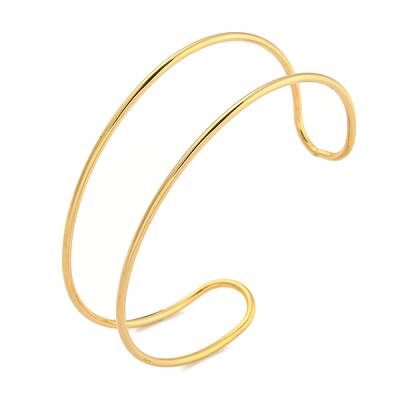 Ion Plating(IP) Hollowed 304 Stainless Steel Cuff Bangles for Women Men