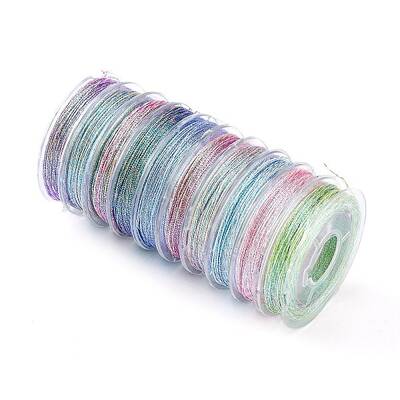 10 Rolls 3-Ply Metallic Polyester Threads
