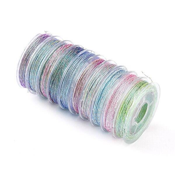 10 Rolls 3-Ply Metallic Polyester Threads