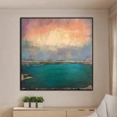 Original Oil Paintings On Canvas Landscape Sea Fine Art Texture Wall Art Modern Wall Decor | BURNING SKIES