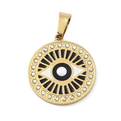 Ion Plating(IP) 304 Stainless Steel Enamel Rhinestone Pendants