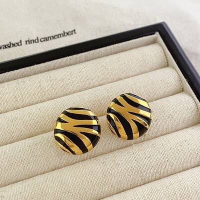 Brass Enamel Stud Earrings