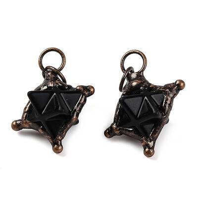 Natural Obsidian Merkaba Star Pendants