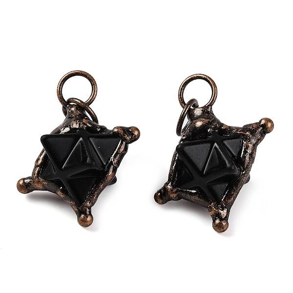 Natural Obsidian Merkaba Star Pendants