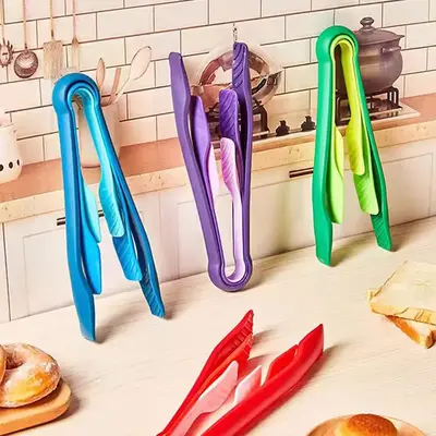 Multifunctional Noodle Tongs Set, 3 Counts/set Plastic Food Tongs, Kitchen Utensils for Noodle, Meat, Vegetable, Salad, Pastr...