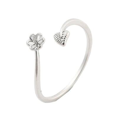 Leaf & Flower  Brass Adjustable Ring Settings