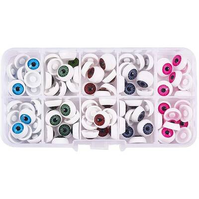 About 100 Pcs 5 Colors 12mm Hollow Half Round Acrylic Doll Bear Craft Plastic Eyeballs Halloween Horror Props