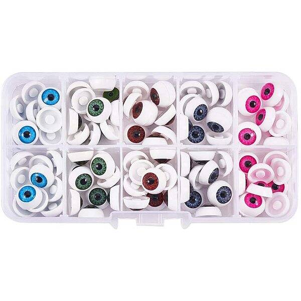 About 100 Pcs 5 Colors 12mm Hollow Half Round Acrylic Doll Bear Craft Plastic Eyeballs Halloween Horror Props