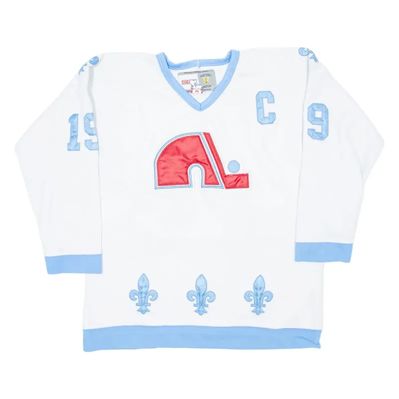 CCM Quebec Nordiques Hockey Mens Jersey White 90s USA V-Neck XL