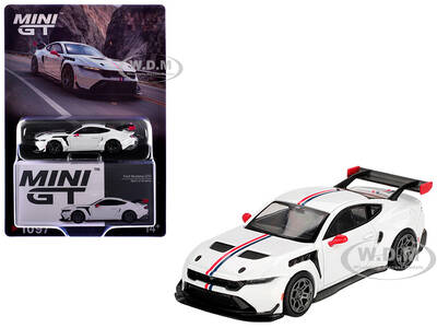 Ford Mustang GTD Spirit of America White with Red and Blue Stripes Limited Edition 1/64 Diecast Model Car by Mini GT