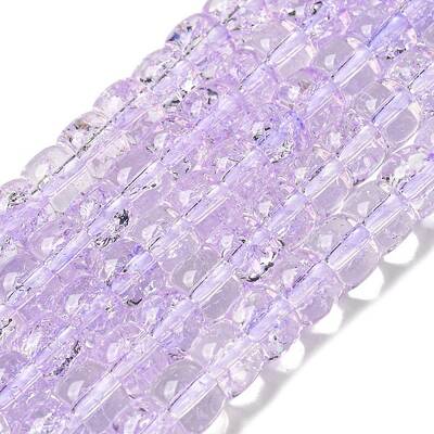 Transparent Spray Painting Crackle Glass Beads Strands