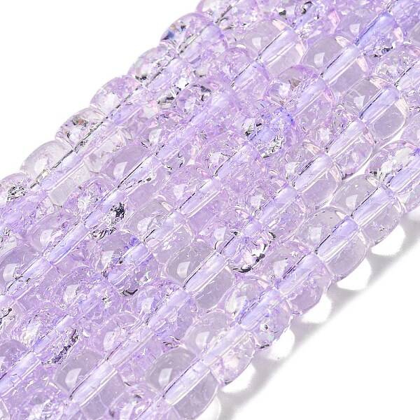 Transparent Spray Painting Crackle Glass Beads Strands