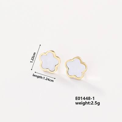 Elegant Five-Leaf Flower Stud Earrings for Women