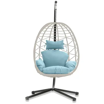 [TikTokShopBacktoSchool]RIWENGO Single Egg Chair with Stand- 350LBS Capacity, Swing Chair Hanging Chair Nest Basket, UV Resis...