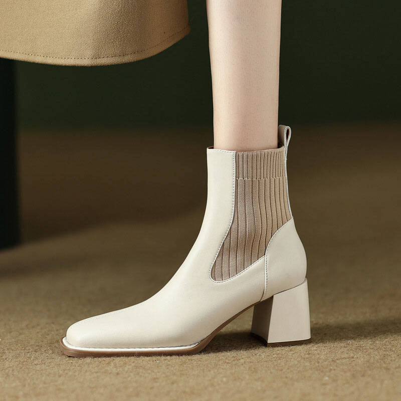 CHIKO Zelia Square Toe Block Heels Ankle Boots