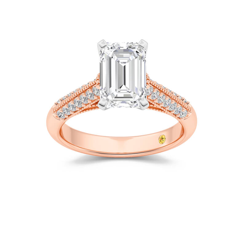 Storm Knife Edged Cathedral Emerald Cut Lab Grown Diamond Engagement Ring | 10K Rose Gold 2 1/4 CT. TW.