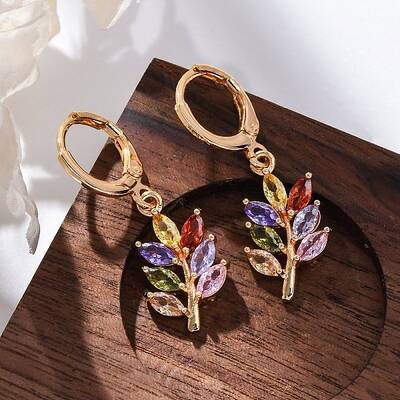 Brass Micro Pave Cubic Zirconia Leverback Earrings