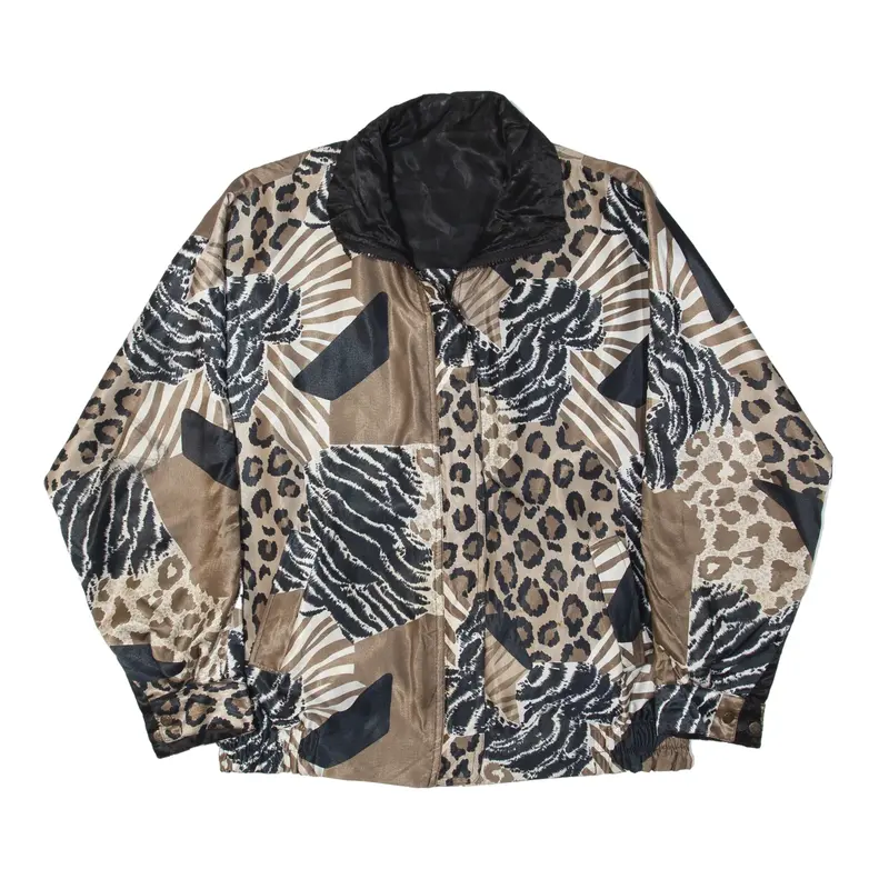 JUST JOSEPHINE Reversible Shell Jacket Brown 90s Animal Print Womens L