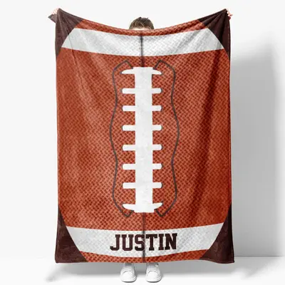 Customized Name Sports Rugby Brown Snuggly Blanket - Aperturee