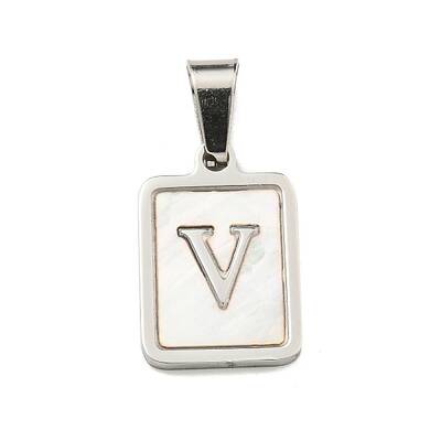 304 Stainless Steel Pave Natural White Shell Pendants