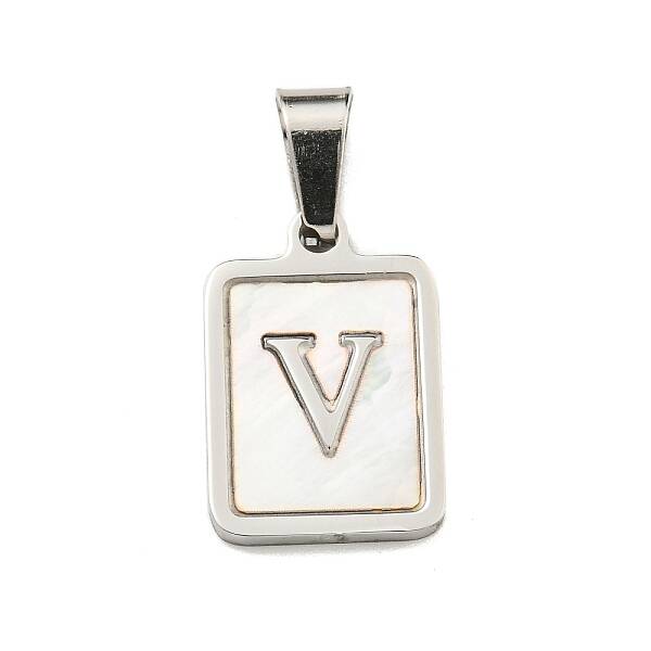 304 Stainless Steel Pave Natural White Shell Pendants