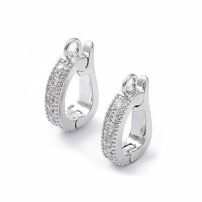 Rack Plating Brass Micro Pave Clear Cubic Zirconia Fold Over Clasps