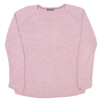 TOMMY HILFIGER Womens Jumper Pink Open Knit L