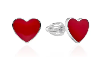 Agato AGT-E125S Silver Heart Stud Earrings