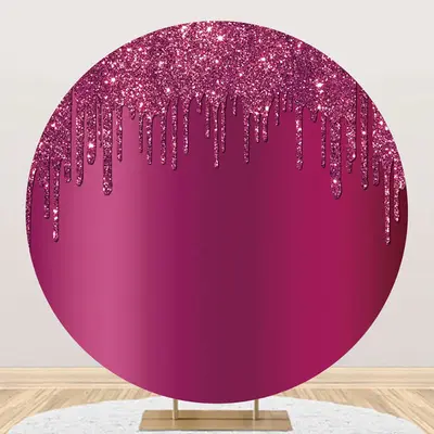 Purple Red Solid Color Glitter Round Party Backdrop
