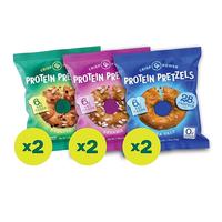 Crisp Power High Protein Pretzel 28g Protein Per Pack. 6 Pack x 1.75 oz Crunchy & Flavorful Plant-Based Snack. No Sugar, 3 Sa...