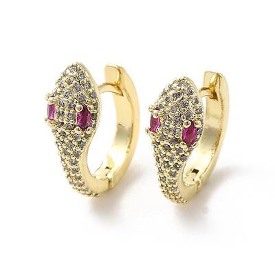 Brass Micro Pave Cubic Zirconia Hoop Earrings