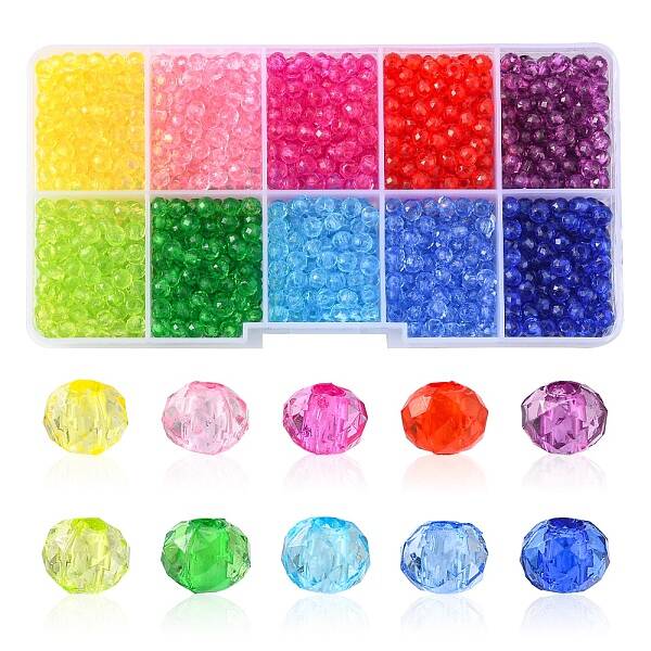 1680Pcs 10 Colors Transparent Acrylic Beads