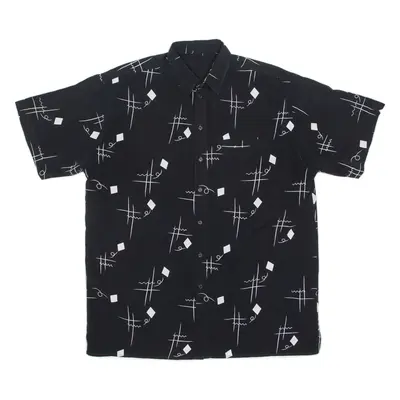 Mens Shirt Black Crazy Pattern XL