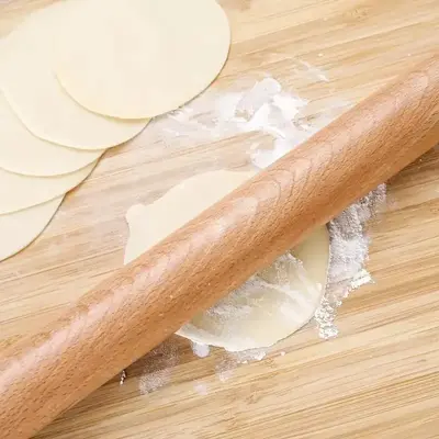 Wooden Rolling Pin, 1 Count Solid Wood Rolling Pin for Dumpling and Noodle Making, Kitchen Baking Tool for Pressing and Shapi...