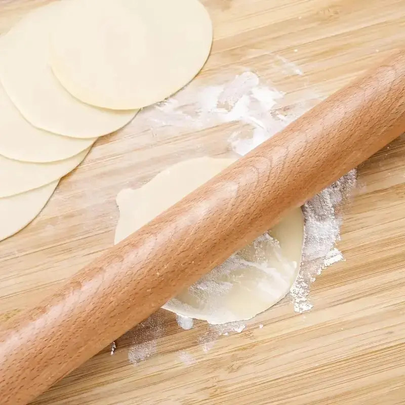 Wooden Rolling Pin, 1 Count Solid Wood Rolling Pin for Dumpling and Noodle Making, Kitchen Baking Tool for Pressing and Shapi...